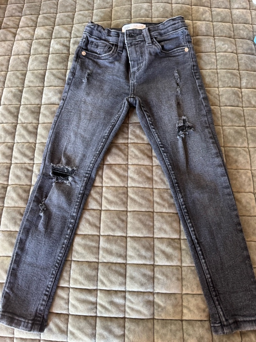 Zara Kids Distressed Skinny Jeans - Gray Wash